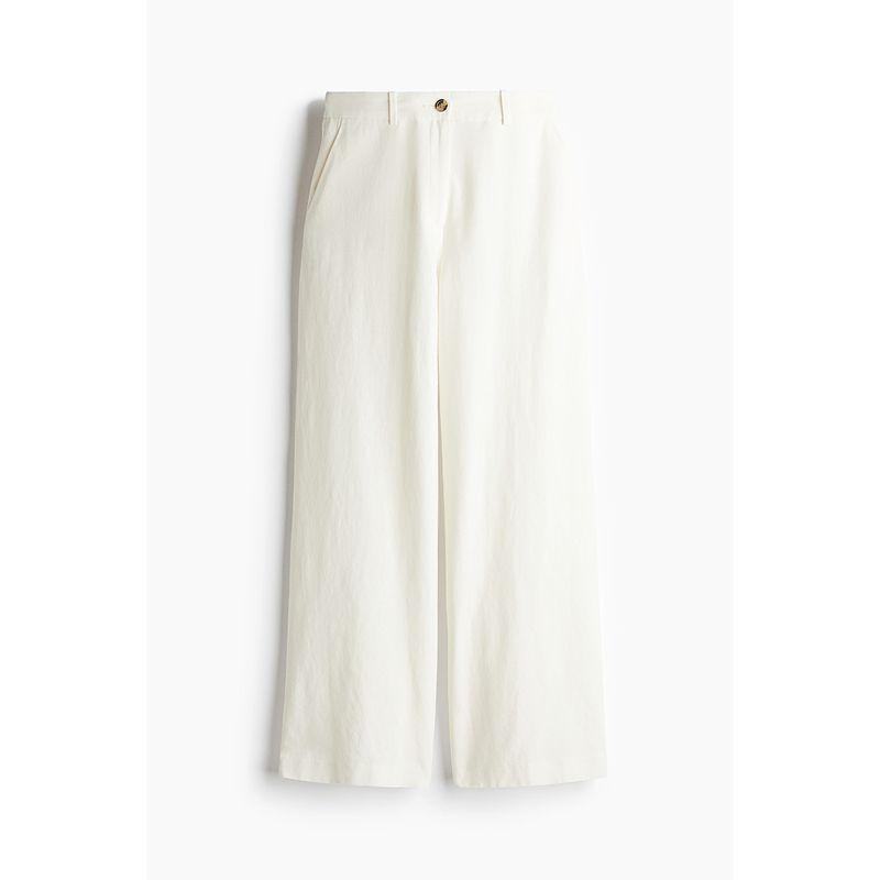 

HM 2025 Лето Новая Женская одежда Мода Повседневный Повседневный Смесь льна Широкие брюки 1259341 Cream color 165/80(42)