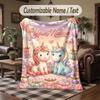 Unicorn Theme Throw Blanket Custom Name Text Personalized Blanket Soft Cozy Blanket for Home Sofa Bed