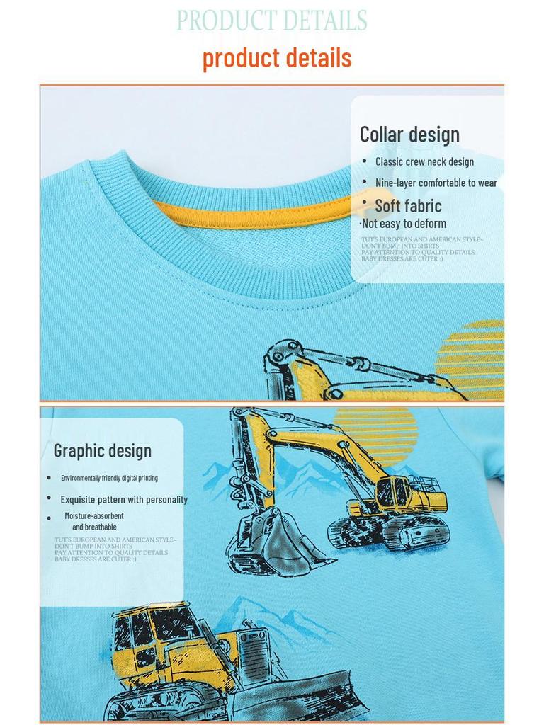 European & American Spring Excavator Sweatshirt for Boys - Round Neck Pullover