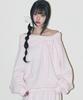 ILLIGO Pure Bow Off-Shoulder Sweatshirt Pink