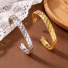 Women's Open Bangle Simple Plaid Titanium Steel Bracelet