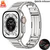 Metal Strap For Apple Watch Ultra 3-2-1 49mm 11 10 46mm 42mm Quick-release Bracelet Belt iWatch 9 8 7 6 5 SE 45mm 44mm 41mm Band