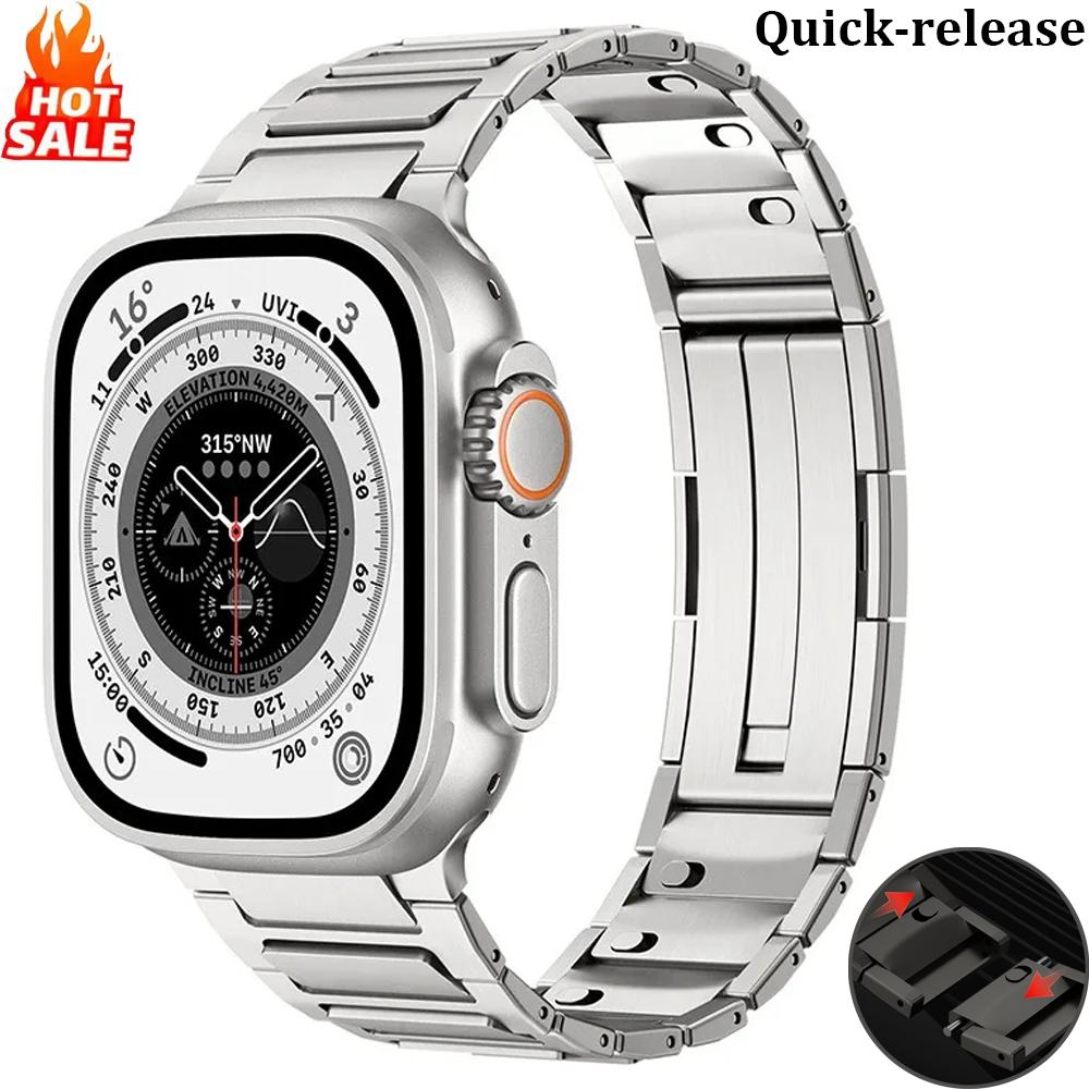 Metal Strap For Apple Watch Ultra 3-2-1 49mm 11 10 46mm 42mm Quick-release Bracelet Belt iWatch 9 8 7 6 5 SE 45mm 44mm 41mm Band