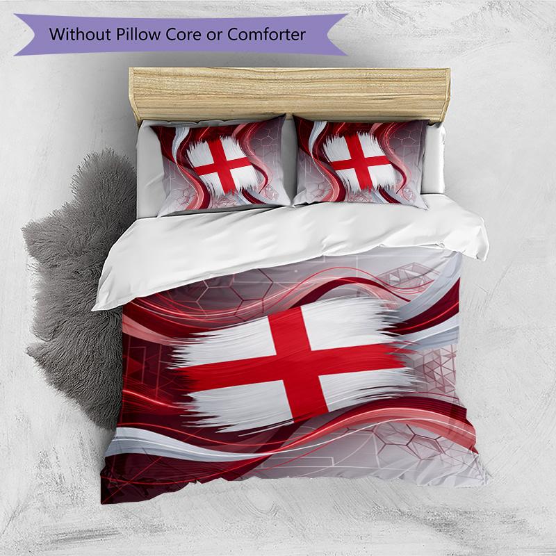 Set Biancheria da Letto Stampata Calcio Inghilterra 3 Pezzi Copriletto Traspirante Accogliente come Regalo per la Casa Nuova o per le Feste