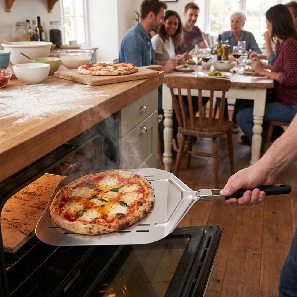 Metal Non-Stick Pizza Shovel Long Handle Pizza Transfer Tray Pizza Peel  Homemade Baking
