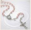 Collana Rosario Perla Rosa Perline di Preghiera Cattoliche Medaglia Vergine Maria Collana con Croce Religiosa per donne Gioielli Religiosi Regalo