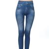 Schlanke Damen Faux Denim Jeans Taschen Mode Leggings mittelhoch geschnitten Bleistifthose Push Up Vintage Schlanke Hose