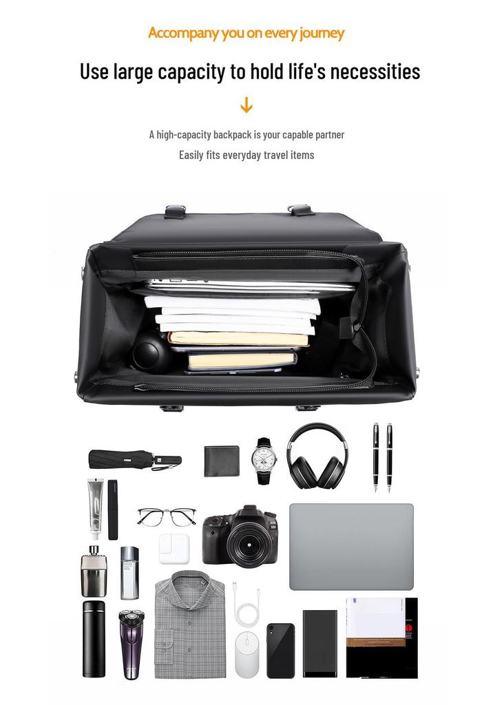 Unisex Large Capacity Business Commuting Backpack - Korean Style Leather Laptop Bag