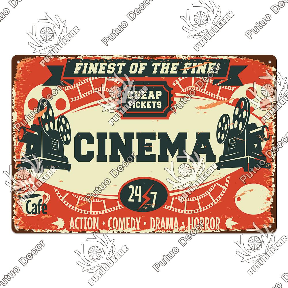 Decor Cinema Vintage Metal Plaque Metal Sign Tin Sign Iron Poster for Movie Theater Club Living Room Home Wall Decor