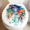 Sea Turtle Coral Jellyfish Toilet Lid Decal Sticker Bathroom Beautification Self-Adhesive Decoration Waterproof Sticker