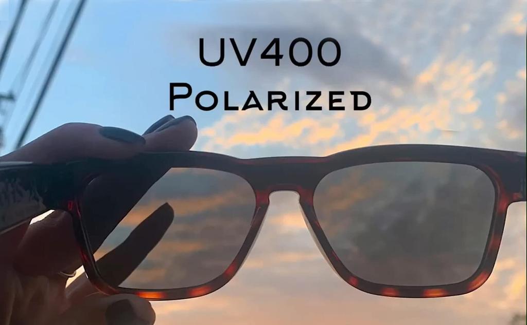 OhO Sunshine Smart Polarized Sunglasses with Bluetooth UV Voice Unisex Light Dimming Glasses, Speaker, Protection, Control, (Blue Lenses)