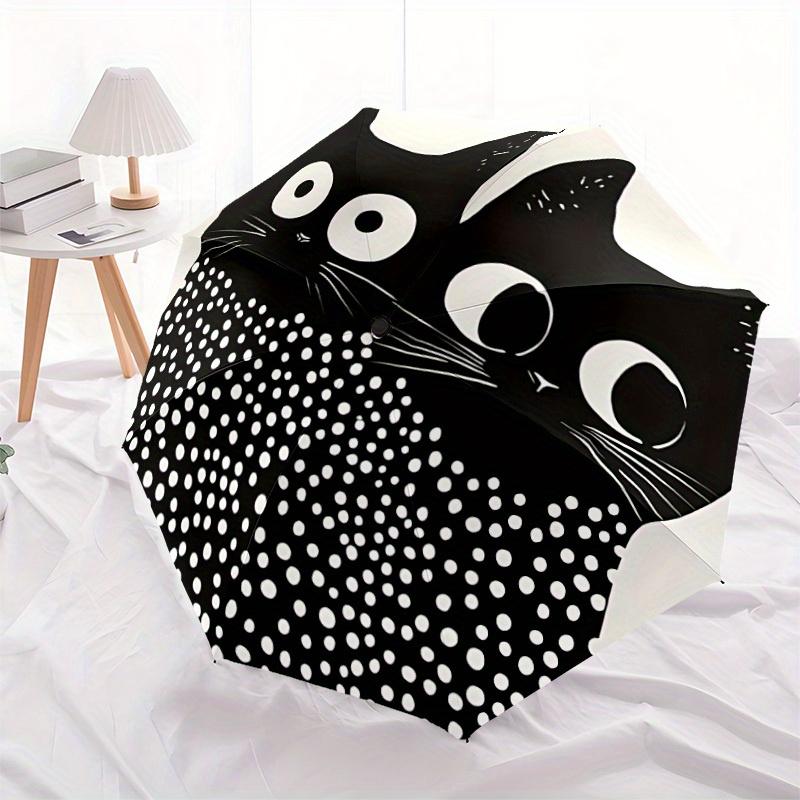 1pc Cat Pattern Automatic Open/Close, Foldable Compact Umbrella with 8-Rib Shaft, Perfect Gift For Men And Women, Casual Style, Vibrant Moti