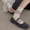 Autumn and Winter Micro-pressure Boneless Double-yarn Color-blocked Striped Socks, Pure Cotton Girls' School Style Comfortable Anti-pilling Pile Socks