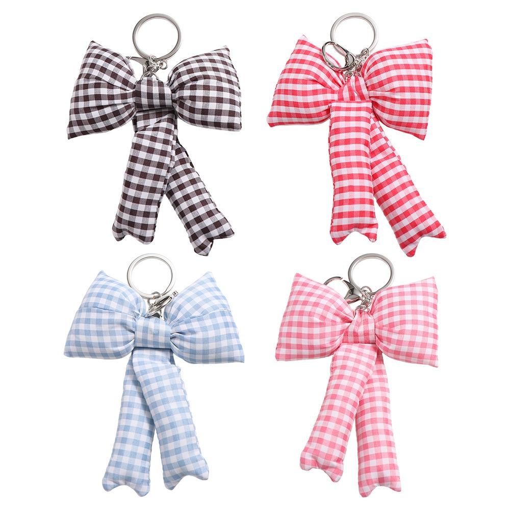 

Grid 3D Bowknot Keychain Cotton Filled Y2k Bag Hanging Creative Bow Bag Pendant Daily синий