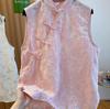 New Chinese Style Improved Cheongsam Sleeveless Top Women's Summer Embroidered Button-up Vest Shirt Pink