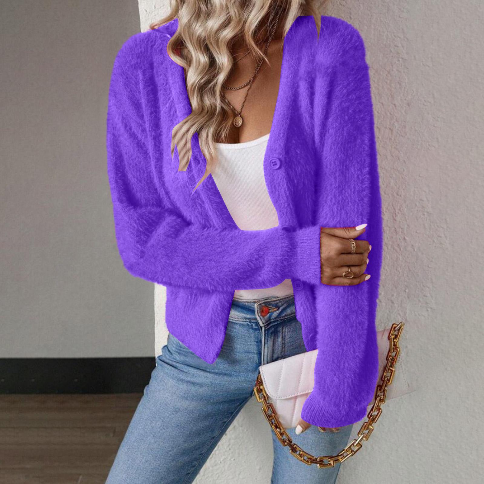 

Women s Fashion Casual Loose Long Sleeve V-Neck Sweater Jacket XL
