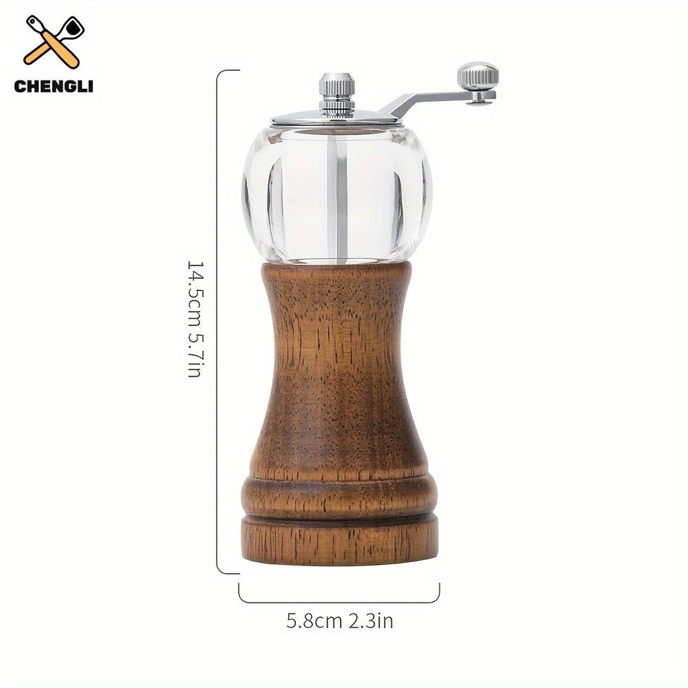 2 Ein Licht/Dunkles Gummiholz Manuelle Pfeffermühle Luxus-Set, Keramisches Mahlwerk Wiederverwendbare Gewürzflasche Küche, Restaurant Zuhause Meersalzmühle