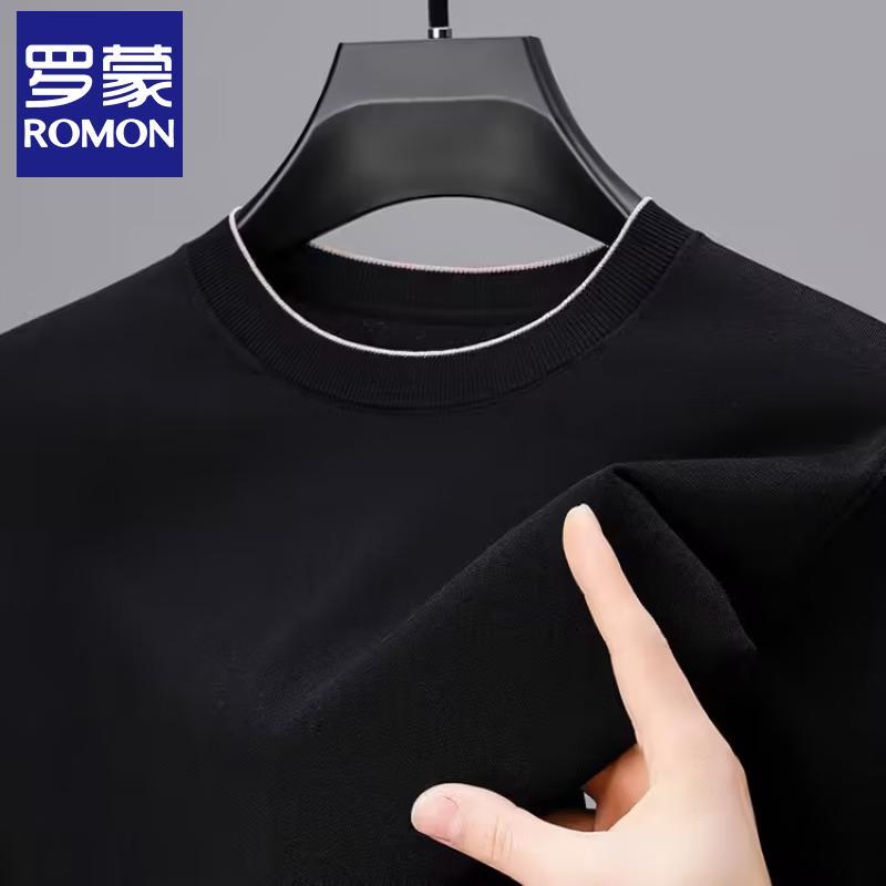 ROMON Men's Silk Blend Knit Crew Neck T-Shirt