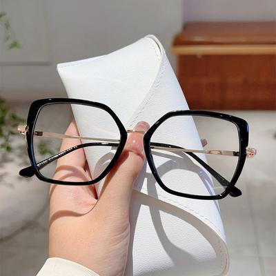 KAMMPT Montatura Nera Oversize Donna Occhiali Retrò in Metallo Blocco Luce Blu Eleganti Occhiali da Vista Moda Ins Marca