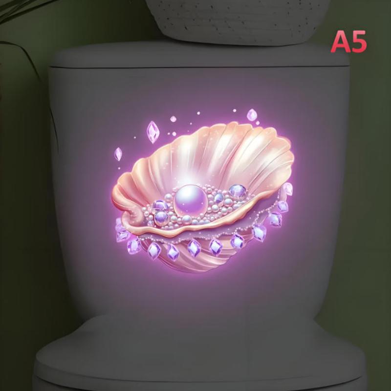 

Светящаяся наклейка на унитаз для ванной, ночник, наклейка на стену с лотосом, наклейка на крышку сиденья унитаза, самоклеящаяся, ПВХ, водонепроницаемая, декор для дома A5