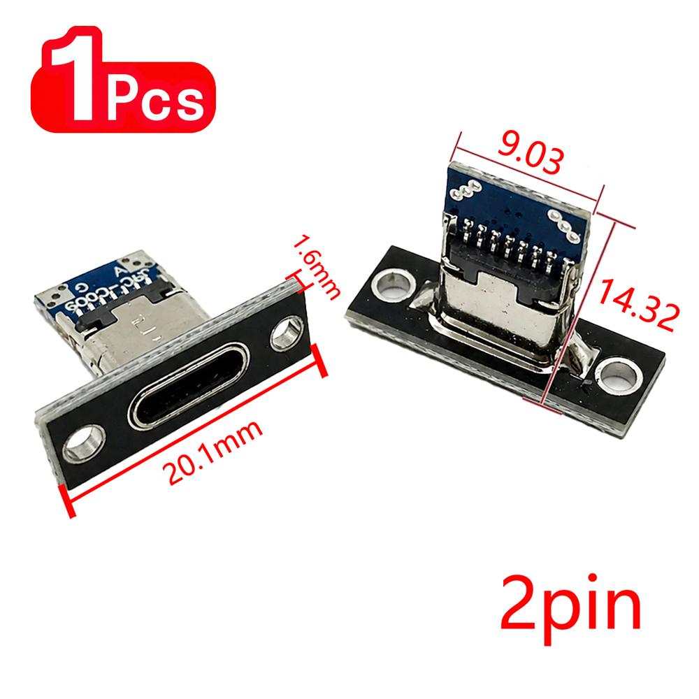 5/20pcs Type-C Jack Type-C 2/4 Pin Female Connector Jack Charging Port Type C Socket Electrical Charging Base With Fixing Plate