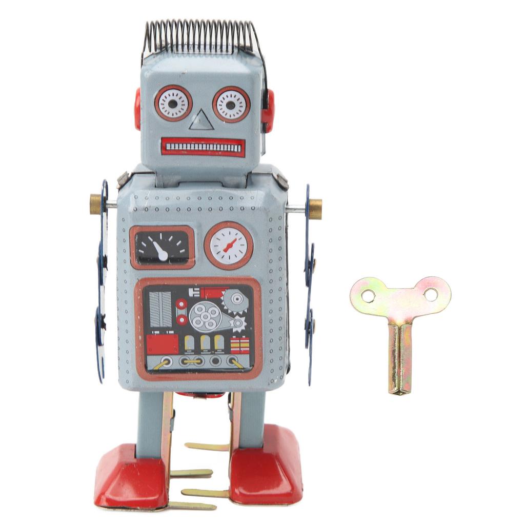 Wind Up Vintage Robot Toys Clockwork Walking Toy Retro Tinplate Toy for Photo Prop Decoration Gift