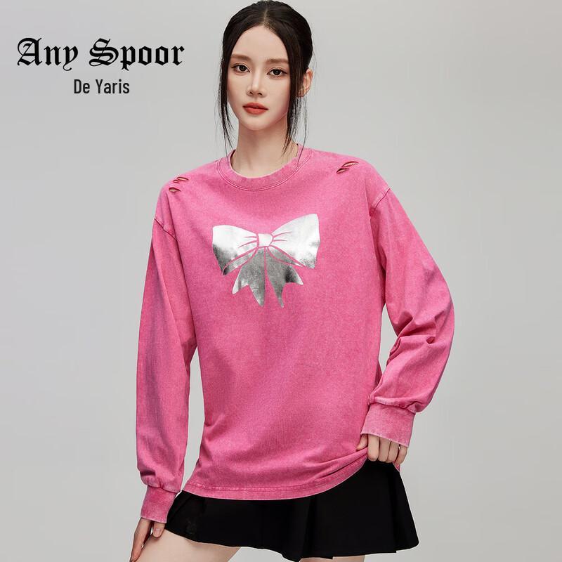 

ANY SPOOR Women s Long Sleeve Bowknot T-shirt M