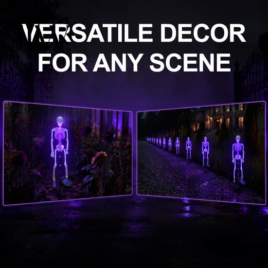 Halloween Party Decoration 3D Skeleton Solar Garden Lamp, Spooky Human Pathway Glowing Lawn Ornaments for Parties Lights, Waterproof Resin Outdoor