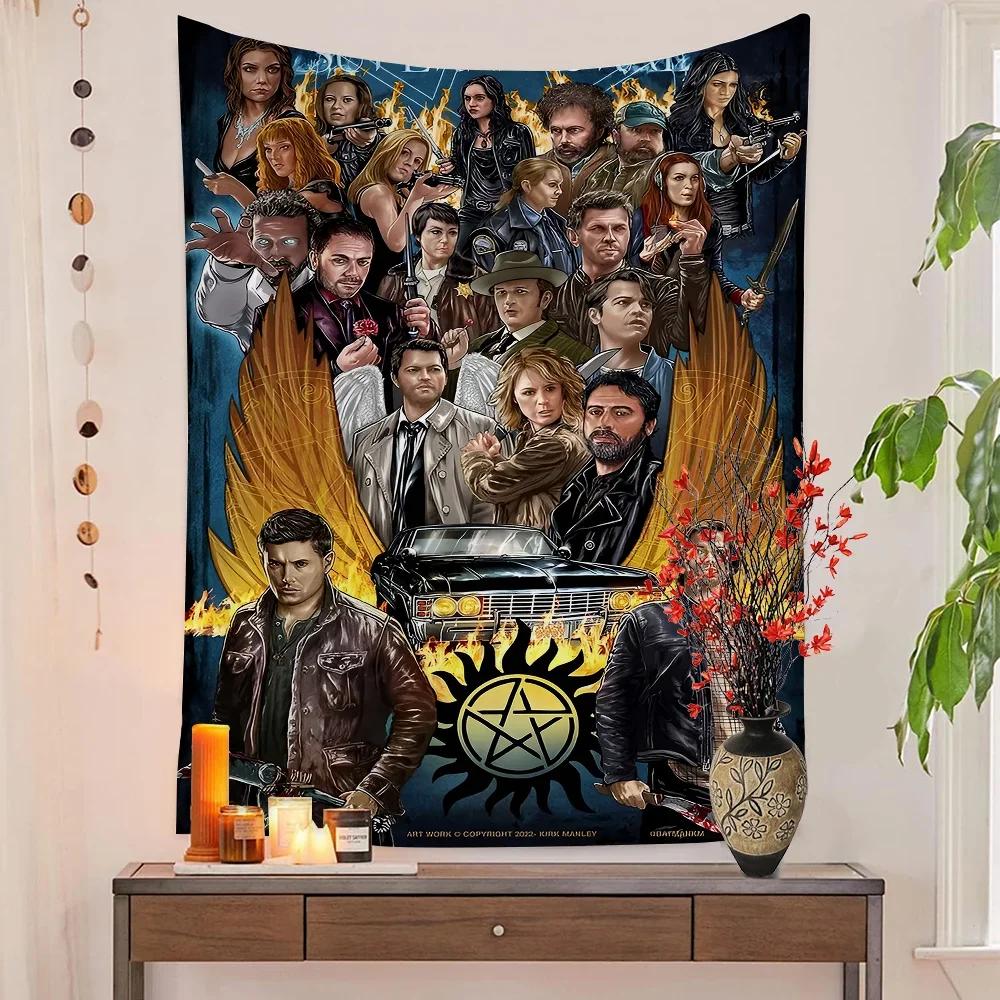 1PC TV Play Series Supernatural Movie Tapestry Printed Large Wall Tapestry Art Science Fiction Room Home Decor Decor Blanket