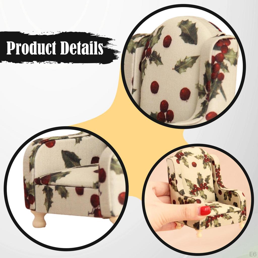 Boneca Sofá Miniatura Poltrona Sofá Mini Cadeira de Acento Retrô Americano Vintage Tecido Modelo de Mobiliário