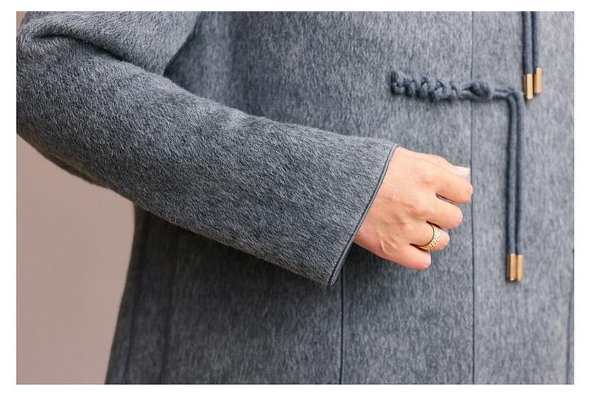 Women's Short Double-Faced Wool Coat - Lapel, Autumn/Winter Chinese Style Cardigan with Pockets