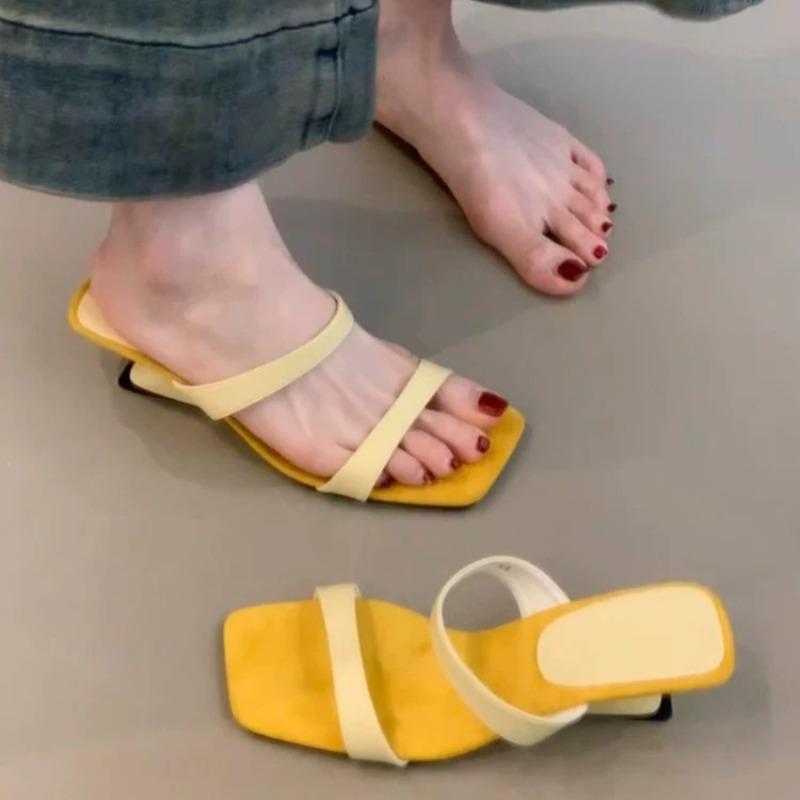 Fashion Square head one belt wedge cool drag summer new outward wear temperament open toe with skirt high heel sandals women