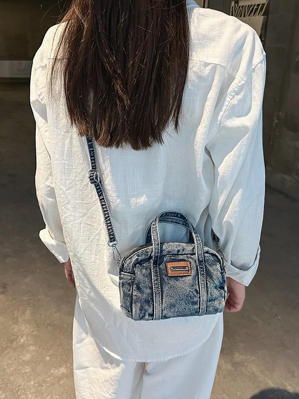 Korean Fashion Casual Washed Denim Mini Pillow Shoulder/Crossbody Bag - New Autumn/Winter 2025