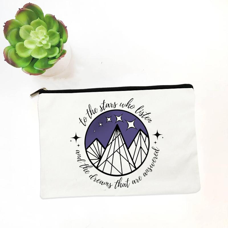 City of Starlight Pattern Cosmetic Bag Makeup Case Acotar Velaris Travel Toiletries Organizer Storage Make Up Pouch Pencil Bag