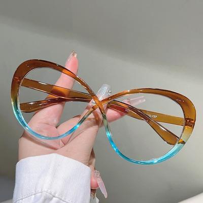 Cat Eye Brille Damen Mode Süßigkeitenfarbe Dekor Brillen Trendiges Marken Design Blaulichtfilter Patchwork Optische Rahmen