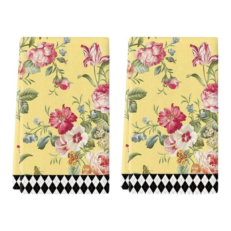 2 Stück Küchentücher, Handtuchsets, Super saugfähige weiche Reinigungstücher, Küchen Dekoration, Küchenutensilien, Haushaltsutensilien, Reinigungstücher