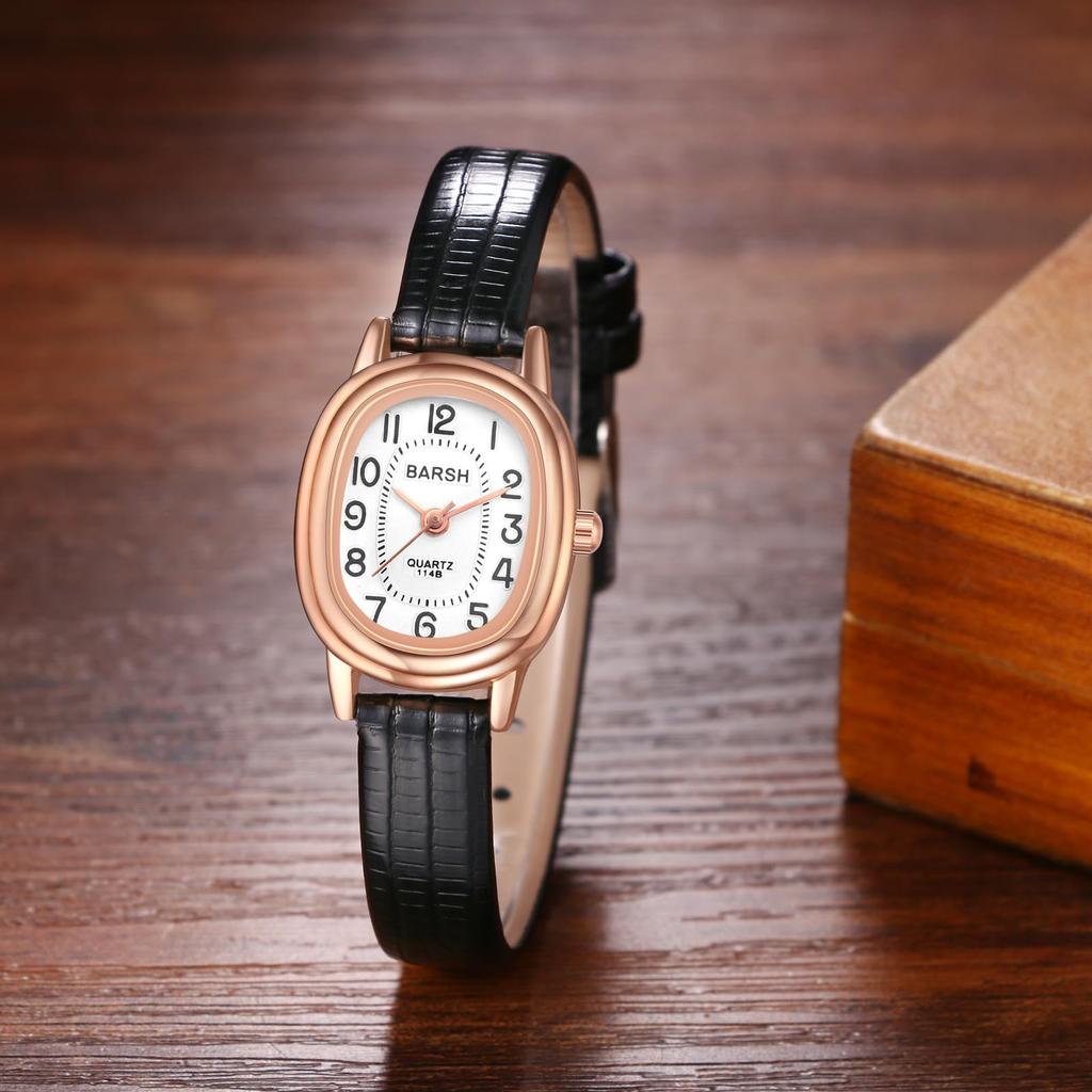 Uhr mit Leder Schlichte Antike Ovale Analoguhr mit Wasserdichtem Leder Modeaccessoire Perfektes Geschenk für Tag Damenarmband, Designarmband,