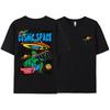 Summer Men's T-shirt, 100% Pure Cotton, Cosmic Space Alien Pattern Printed Top, Fashionable Street Loose T-shirt