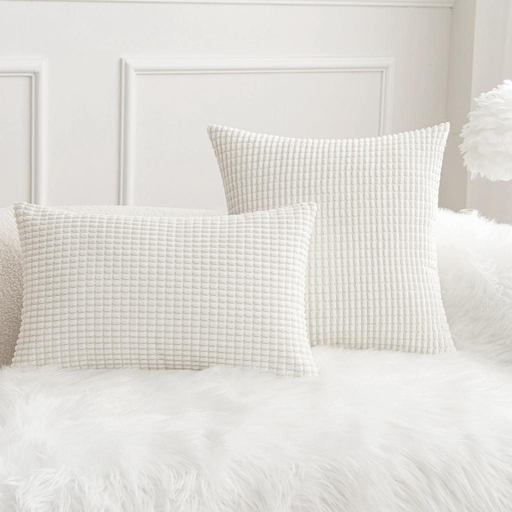 Nordischer Ins Stil Maiskorn Sofa Plüsch Kissenbezug Einfarbiger Stoff Zuhause Bettseite Rückenlehnenkissen Ohne Kissenkern