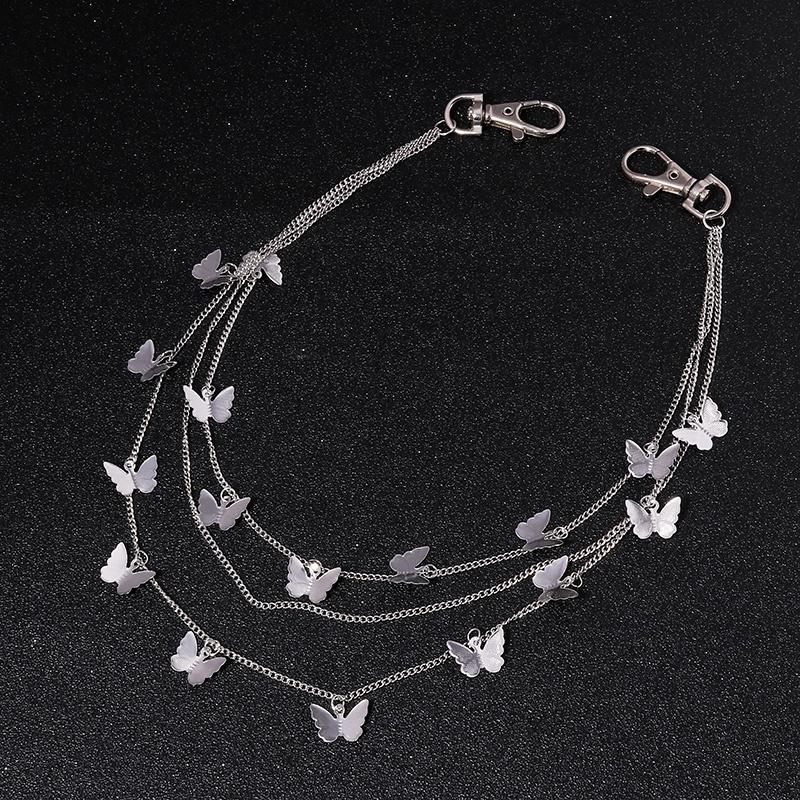 Fashion Punk Street Multi Layer Butterfly HipHop Hook Belt Waist Chain Pants Chain