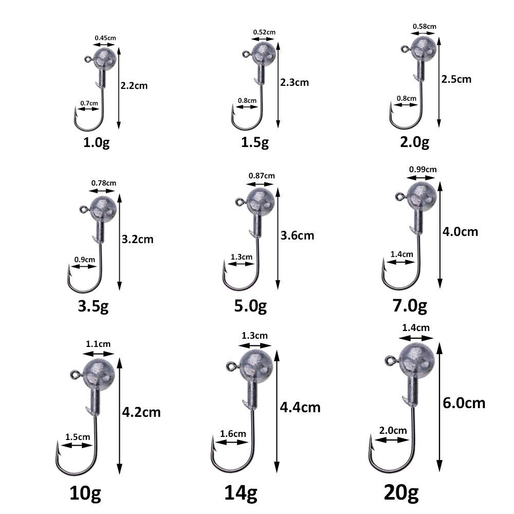 Goture Jig Head Set, Fishing Hooks for Chinning and Rockfishing, 14g, 30 Hooks, with Case
