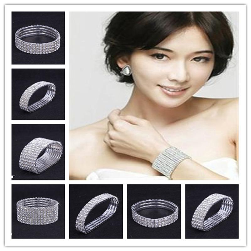Wedding Elastic Rhinestone Stretch Bracelets,Twinkle Diamond Tennis Bangle,Band Silver Crystal Sparkling Bridal Stackable Bracelet