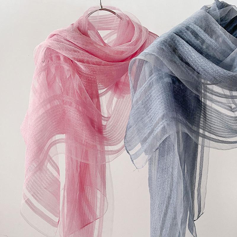 Silk Blended Light and Thin Yarn Women's Spring and Summer Sunscreen Shawl Silk Scarf Versatile Decorative Long Scarf Elegant Fashion Scarf
