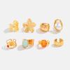 Vintage Baroque Imitation Pearl Ring Set, Light Luxury Imitation Gemstone Liquid Metal Flower Ring