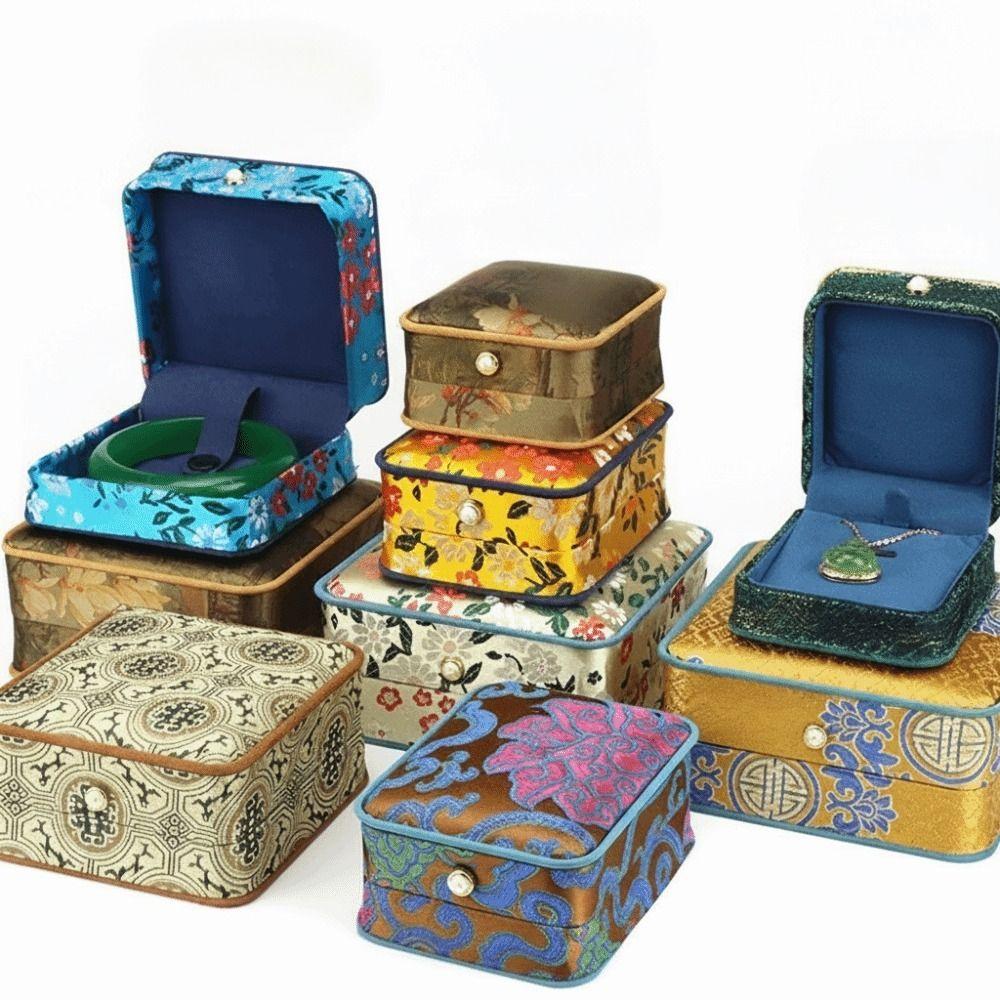 Brocade Fabric Brocade Jewelry Box Exquisite Embroidery Portable Jewelry Holder For Women