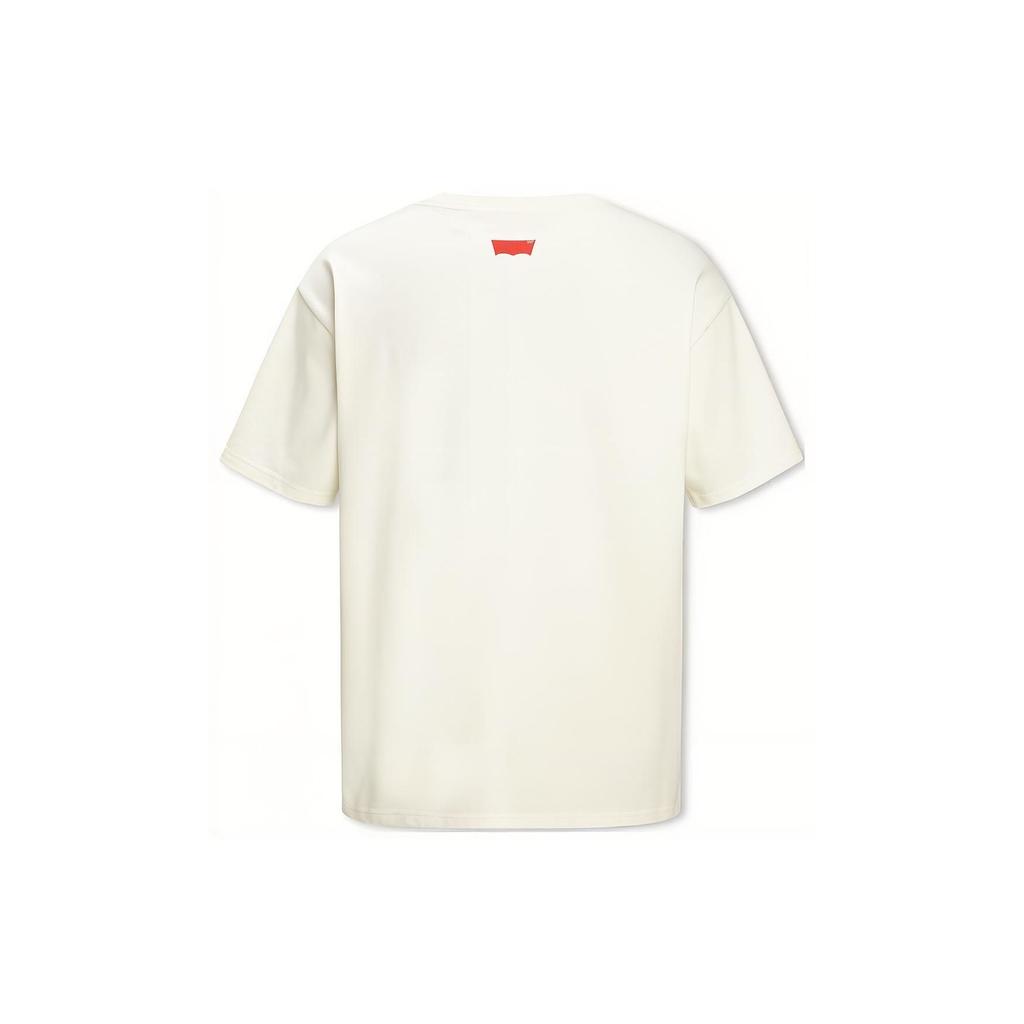 Levis Lego Collaboration Series Block Letter Print Crew Neck Short Sleeve T-Shirt Unisex Tops Off-White A5442-0000