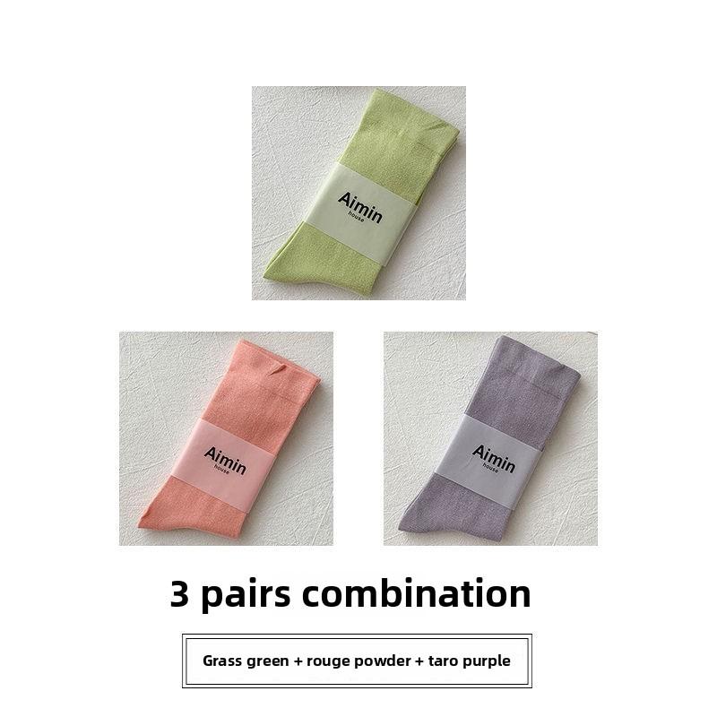 

3 пары женских летних тонких однотонных носков цвета конфетной ваты Moon Tube Stack 3 pairs