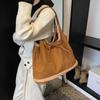 Lamb Wool Splicing Armpit Bag Bow Retro Lazy Large Capacity Shoulder Commuter Tote Bag