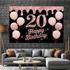 2D Black & Rose Gold Glitter 20th Birthday Party Decoration Background