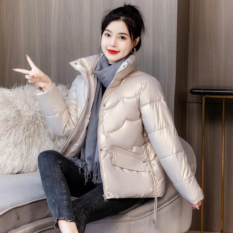 XL Glossy Down  Clothes for Women's Winter New Thickened Short  Jackets Loose Stand-up Collar Jackets